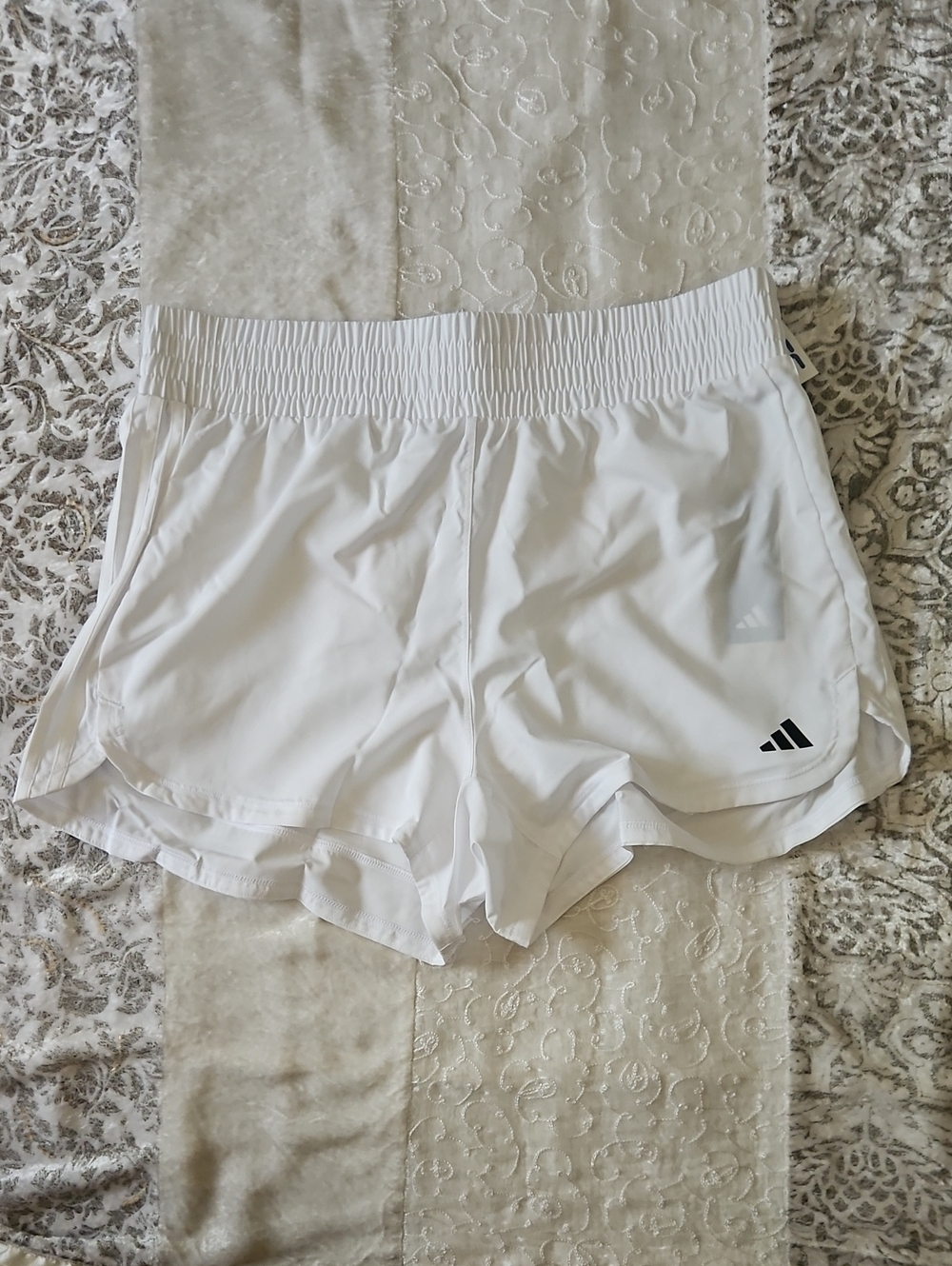 adidas White Women's Athletic Running Shorts with Elastic Waist